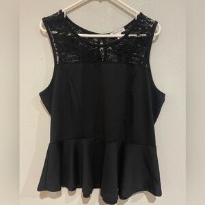 Ambiance Black Lace Peplum Top